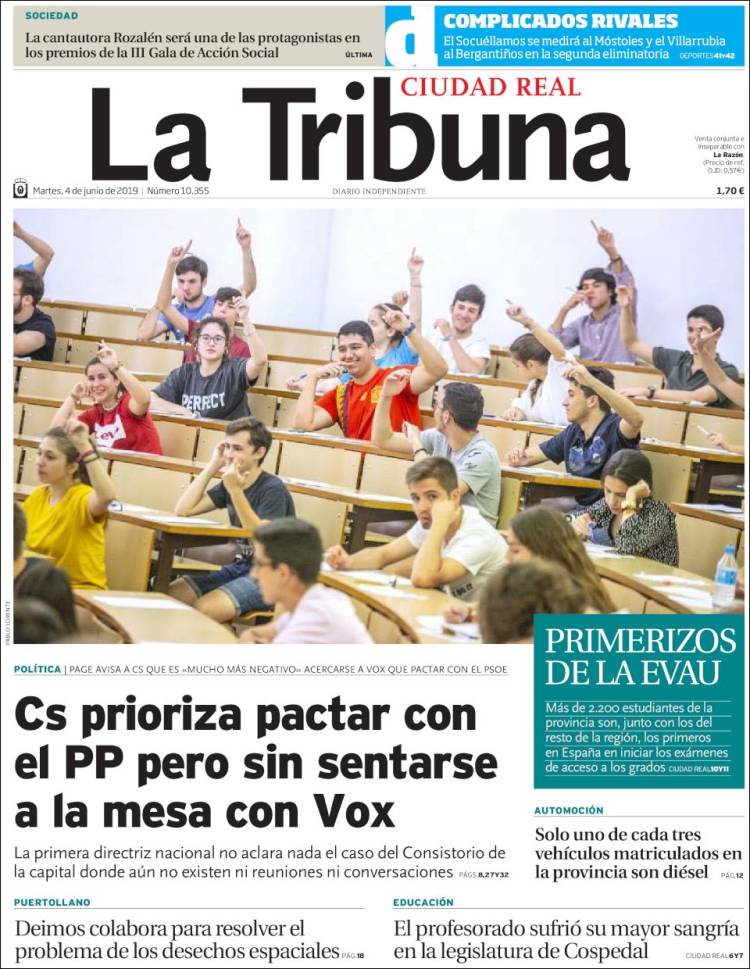 Portada de La Tribuna de Ciudad Real (Espagne)