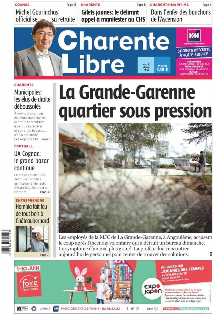 Portada de Charente Libre (Francia)