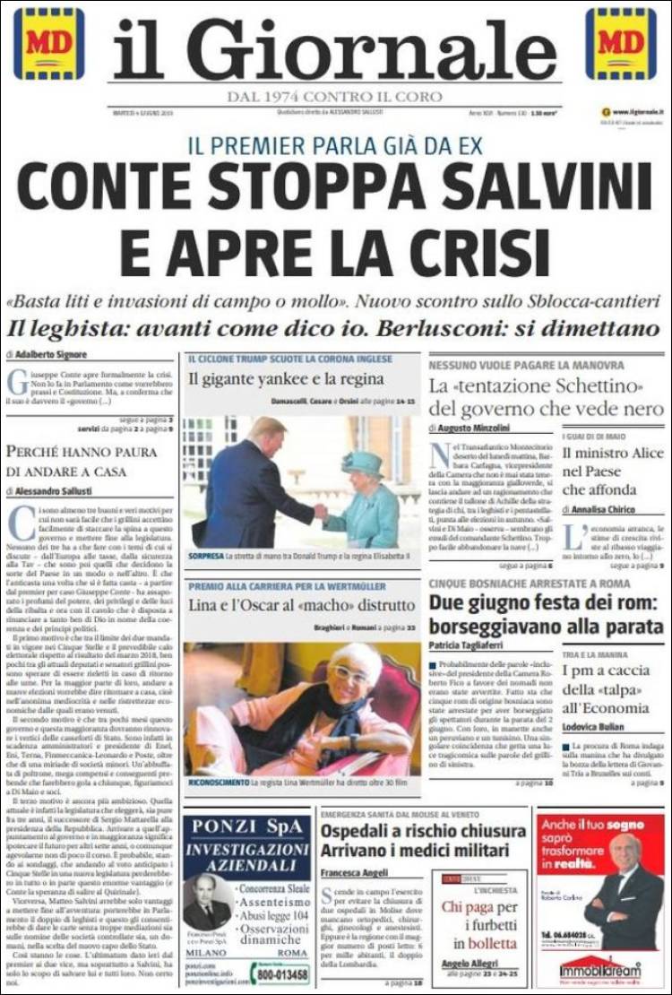 Portada de il Giornale (Italia)