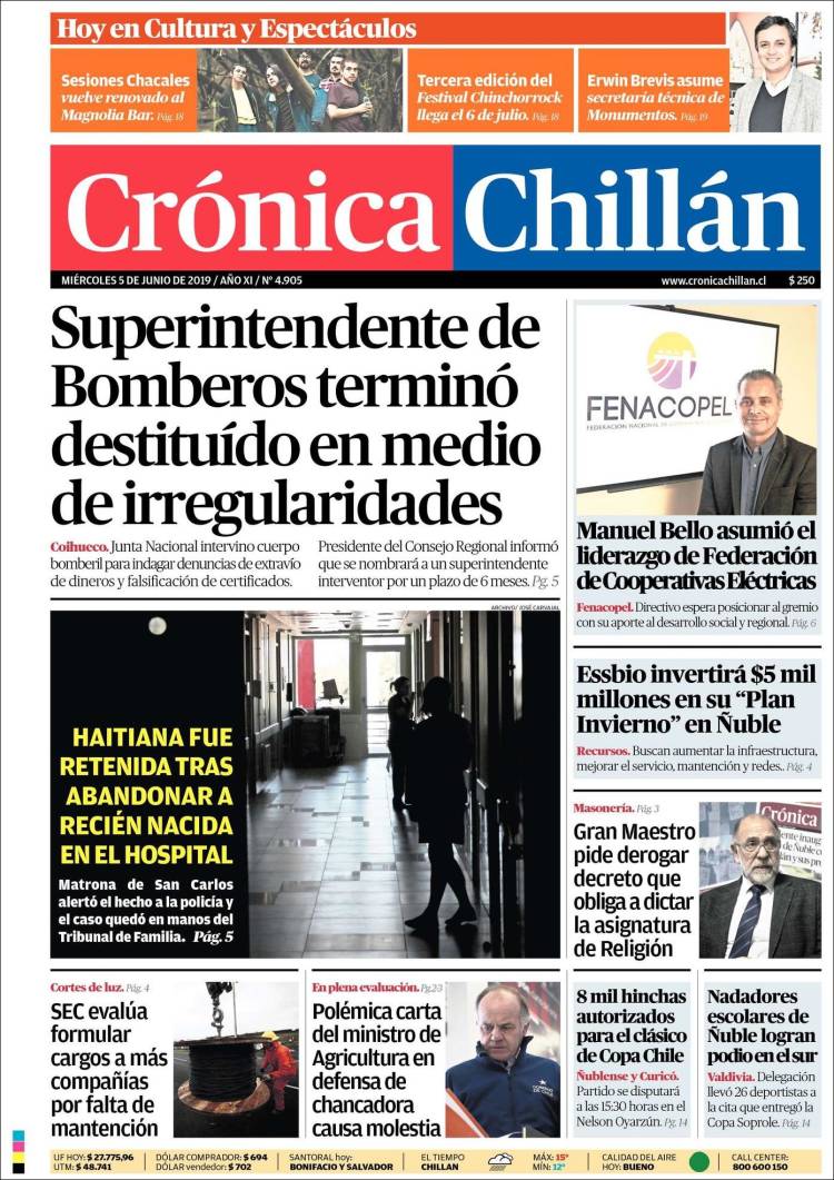 Portada de Crónica Chillán (Chile)
