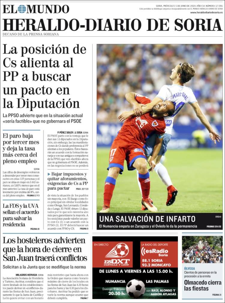 Portada de Diario de Soria (España)