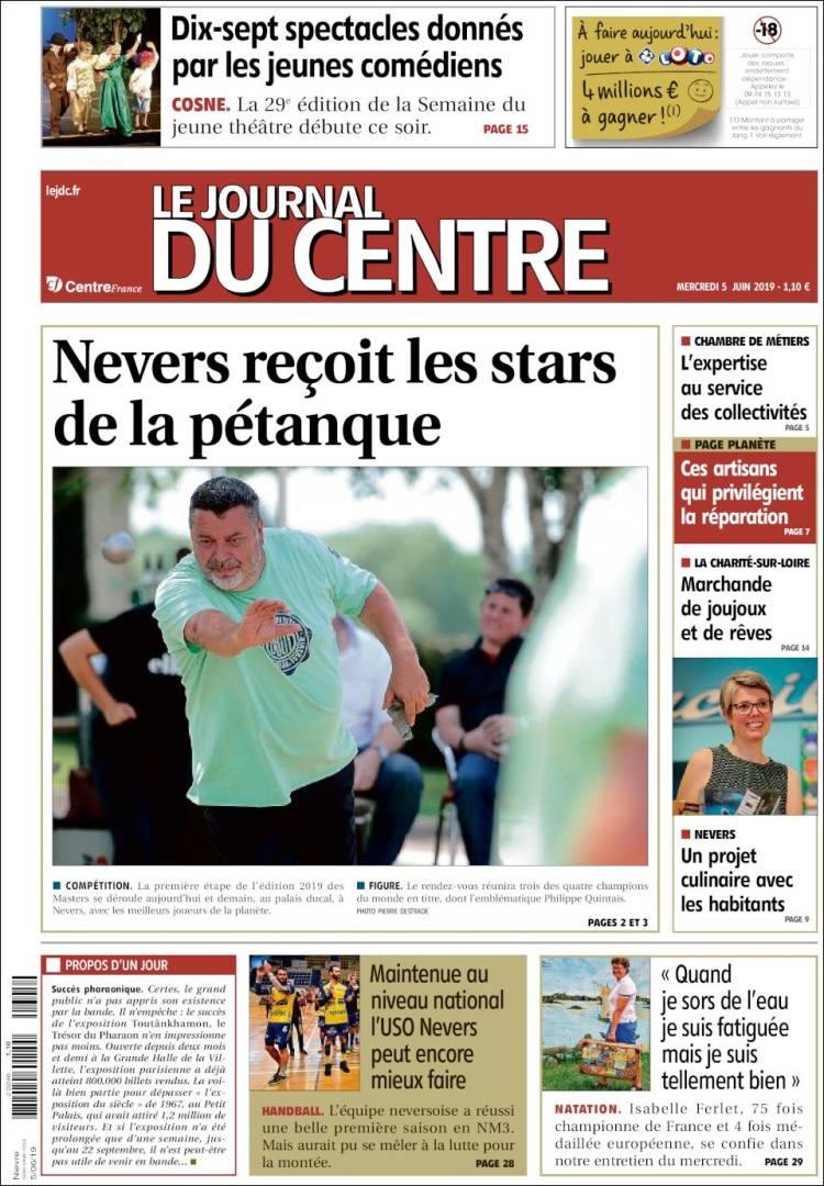Portada de Le Journal du Centre (Francia)