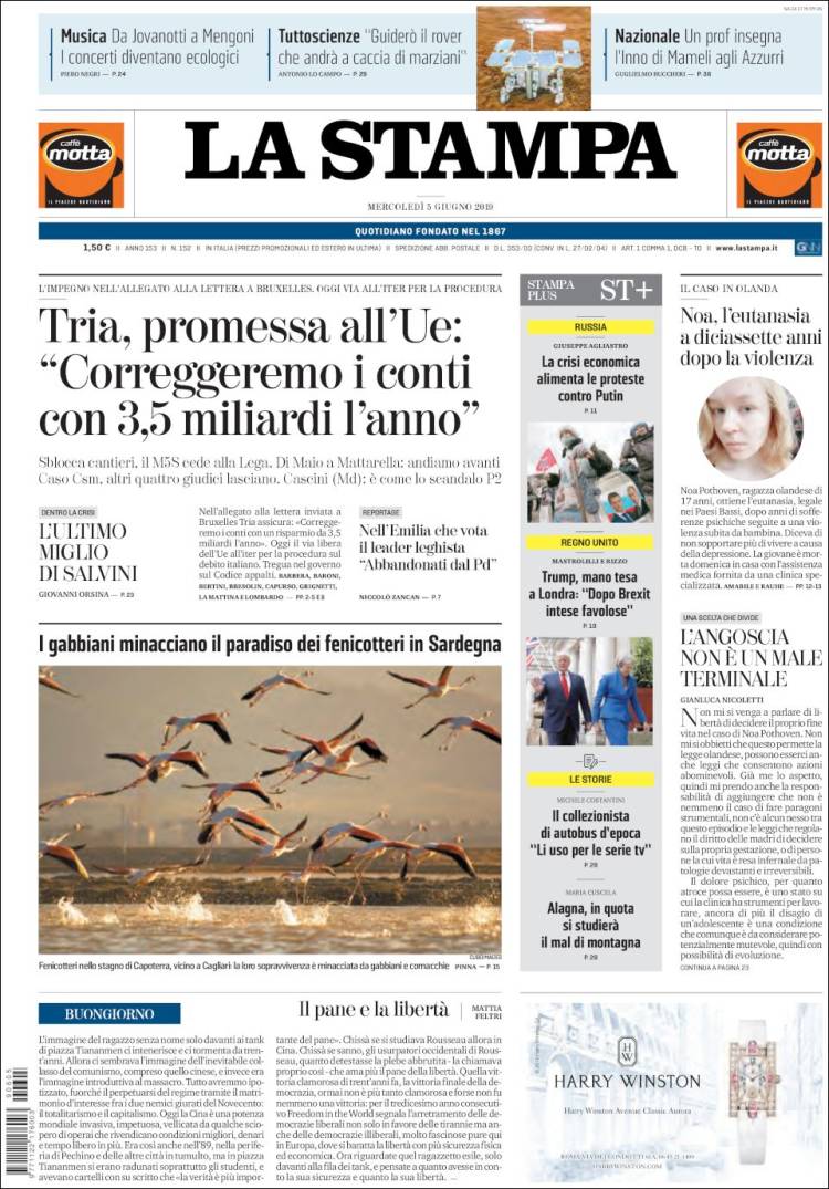 Portada de La Stampa (Italia)