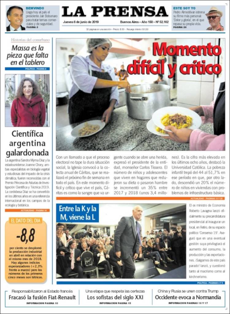 Portada de La Prensa (Argentina)