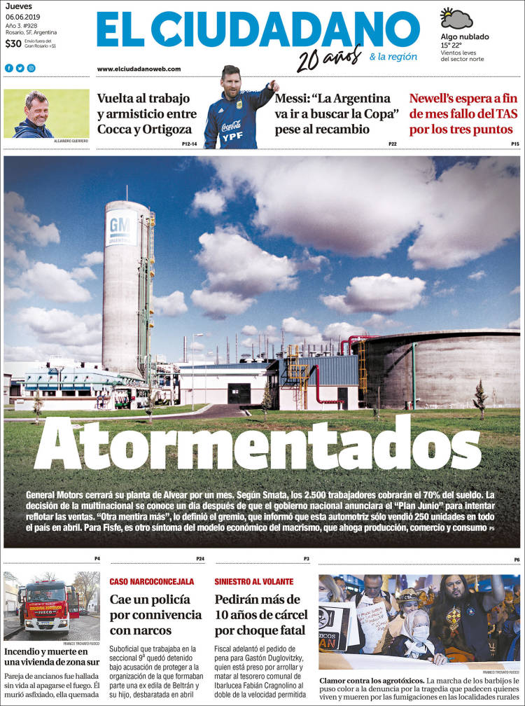 Portada de Diario El Ciudadano (Argentina)