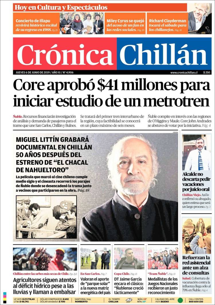 Portada de Crónica Chillán (Chile)