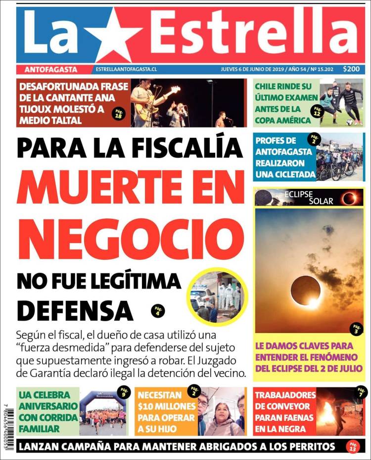 Portada de La Estrella del Norte (Chile)
