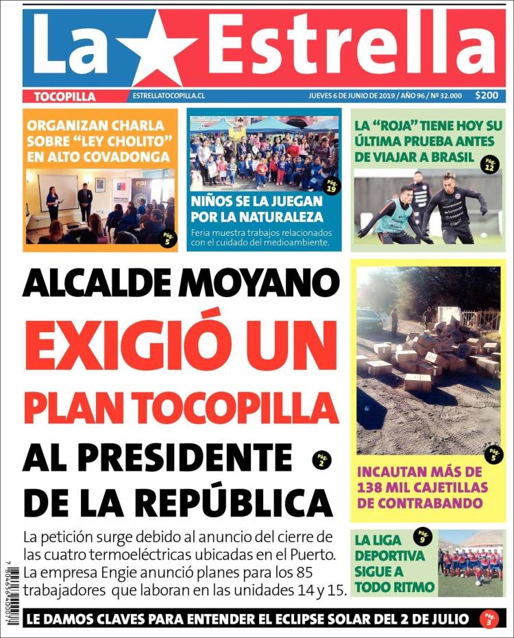 Portada de La Estrella de Tocopilla (Chile)