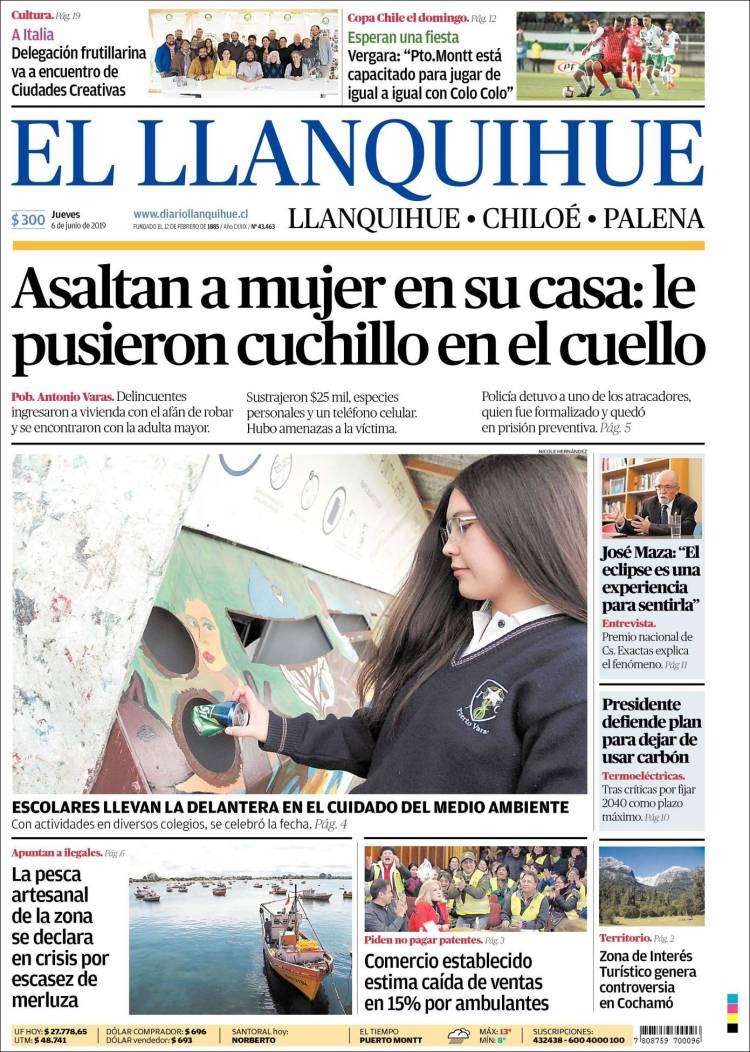 Portada de El Llanquihue (Chile)