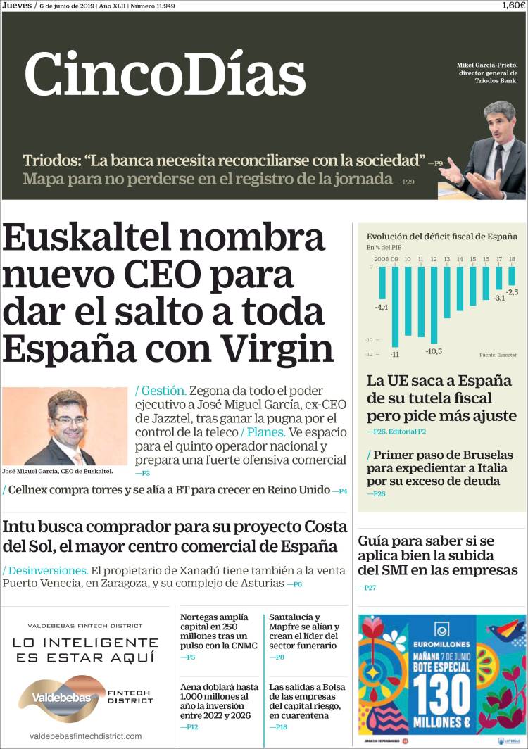 Portada de Cinco Días (Espa&ntilde;a)