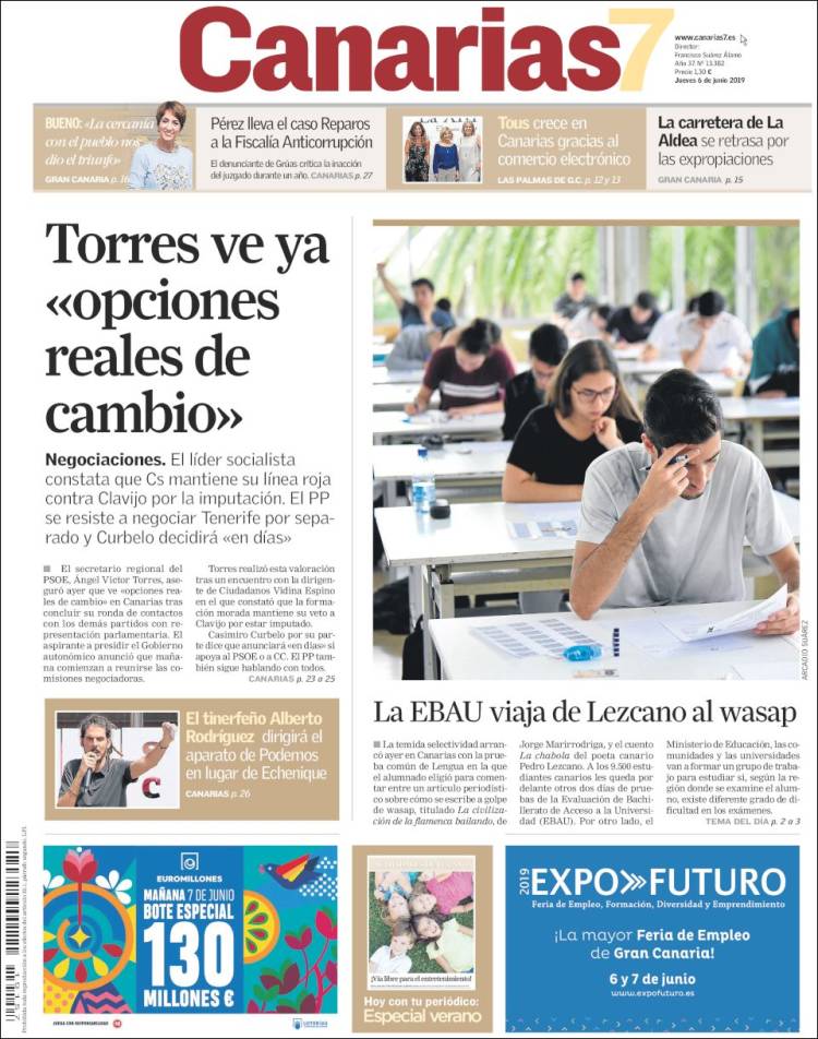 Portada de Canarias 7 (España)