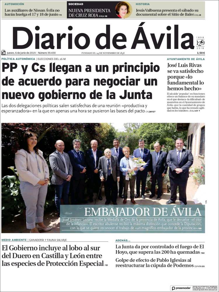 Portada de Diario de Ávila (España)