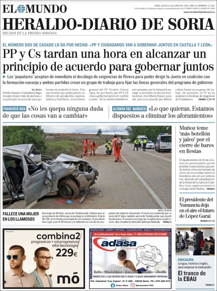 Portada de Diario de Soria (España)