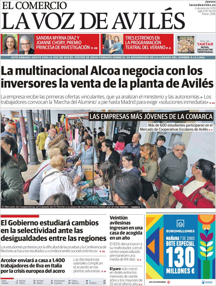 Portada de El Comercio - Avilés (España)