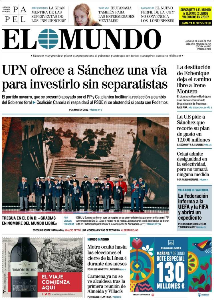 Portada de El Mundo (España)