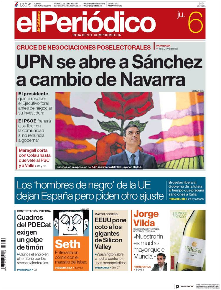 Portada de El Periódico (España)