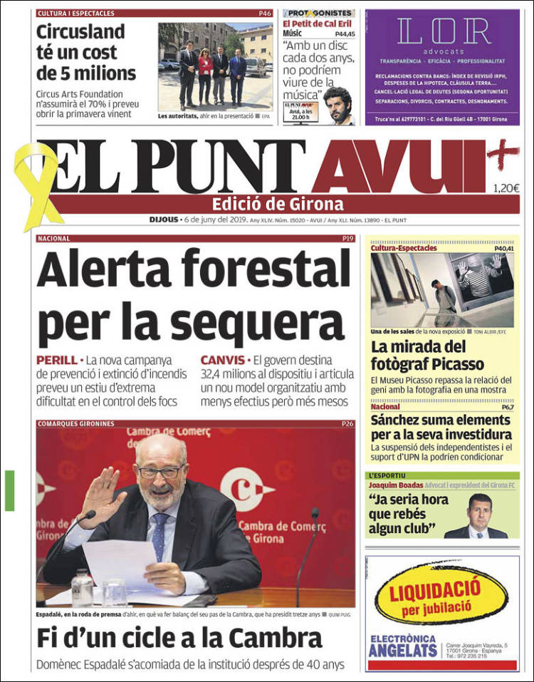 Portada de El Punt Avui - Girona (España)