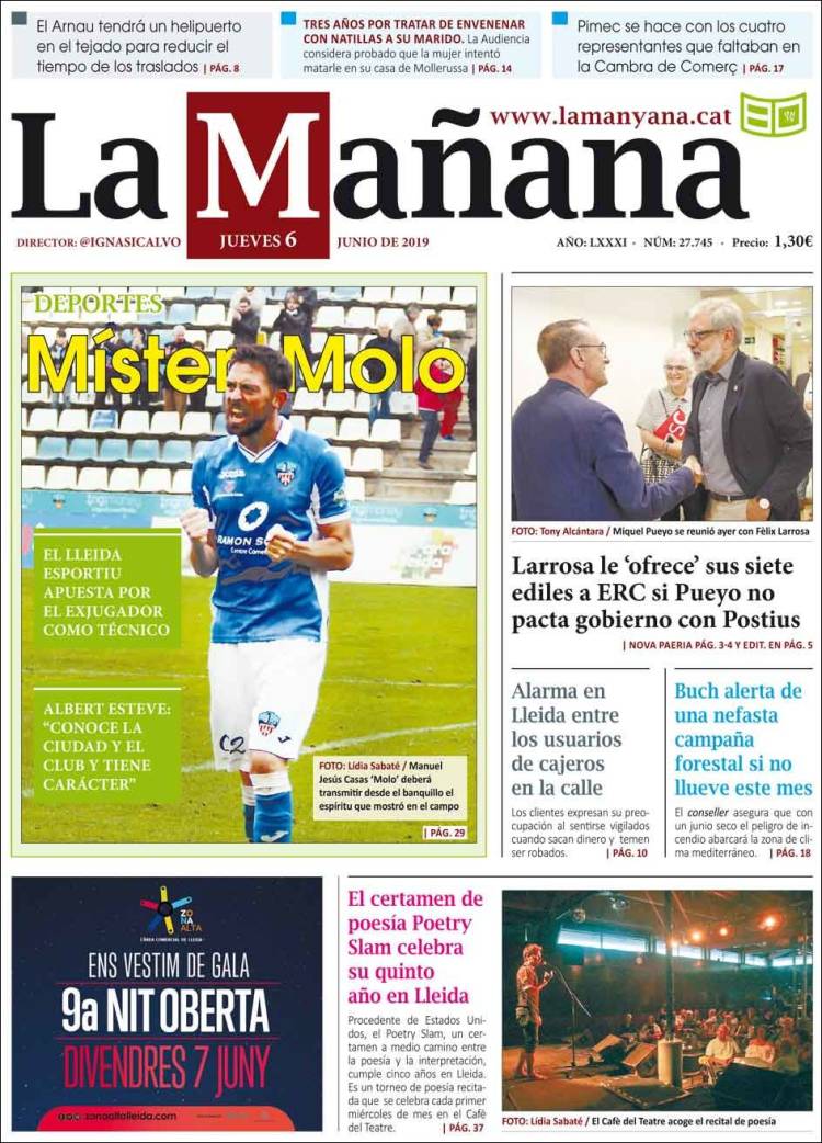 Portada de La Mañana - Diari de Ponent (España)