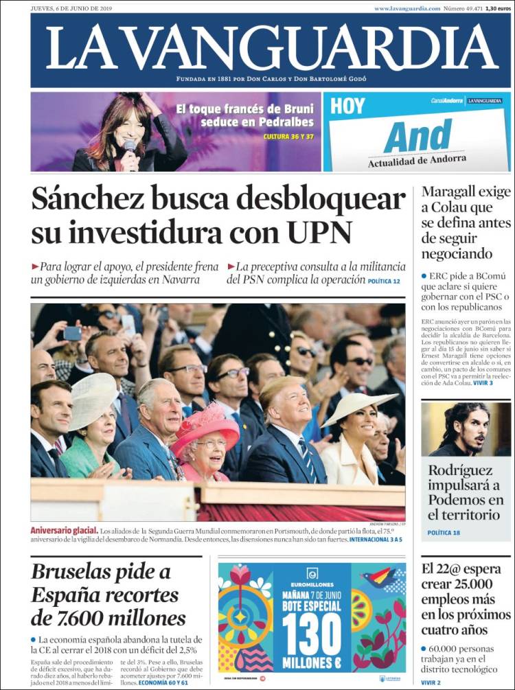 Portada de La Vanguardia (España)