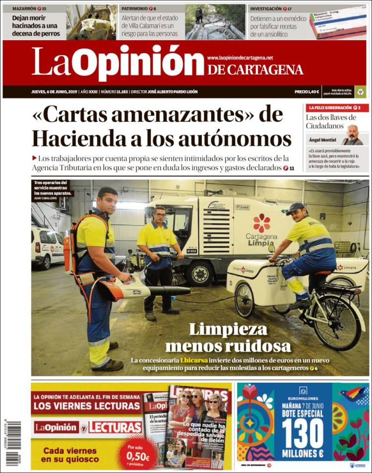 Portada de La Opinión de Murcia (España)