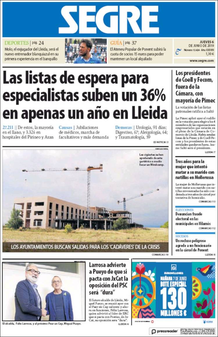 Portada de Segre  (España)