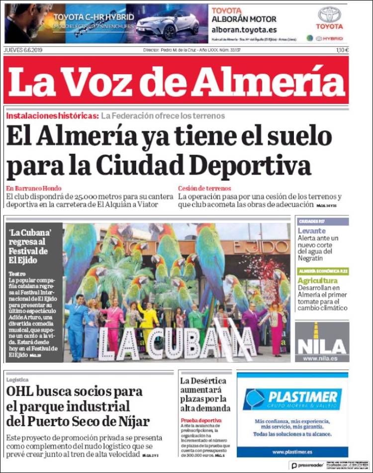 Portada de La Voz de Almería (España)