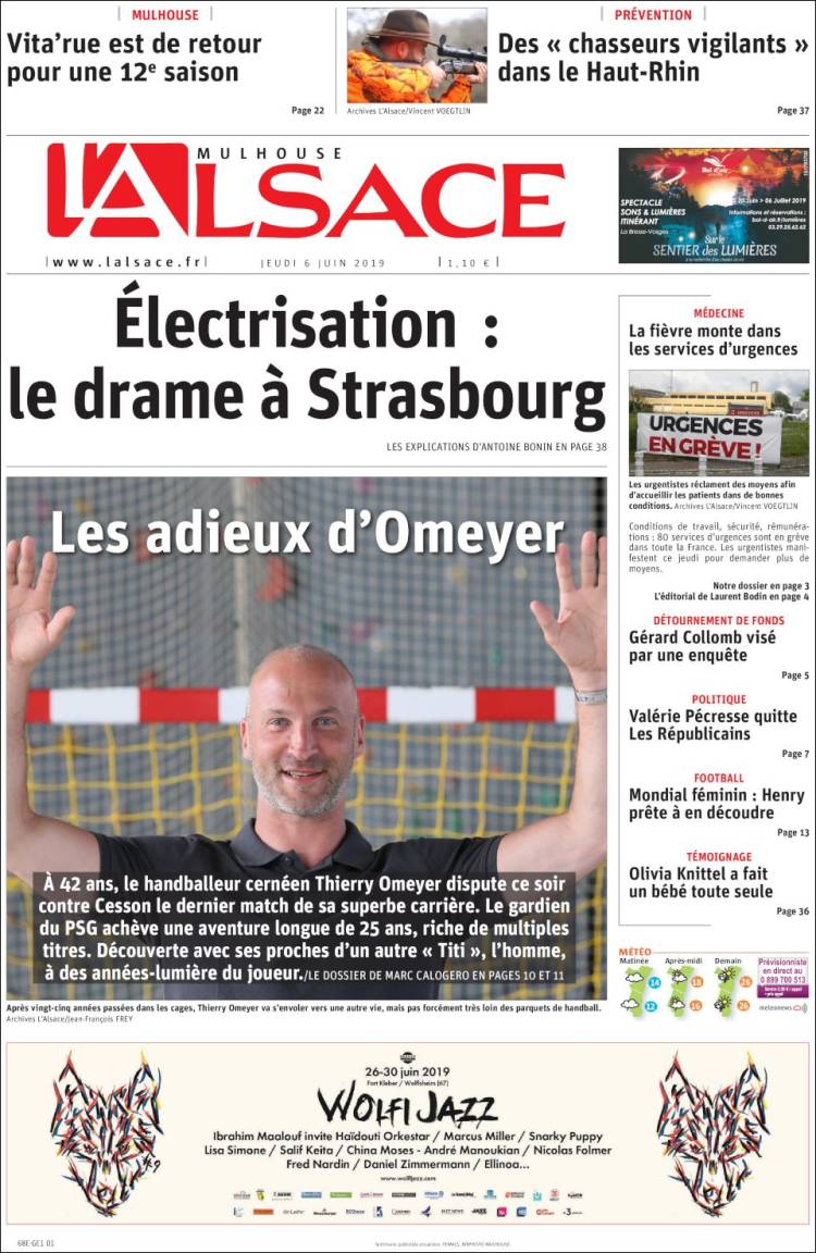 Portada de Journal L'Alsace (Francia)