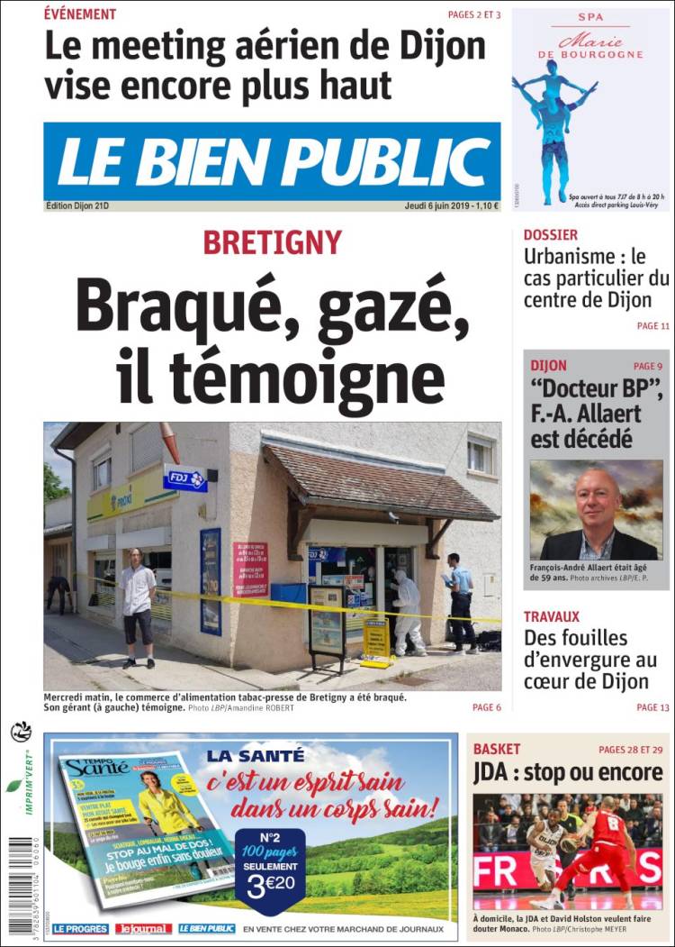 Portada de Le Bien Public (Francia)