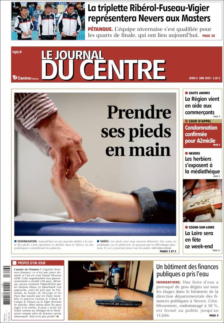 Portada de Le Journal du Centre (Francia)