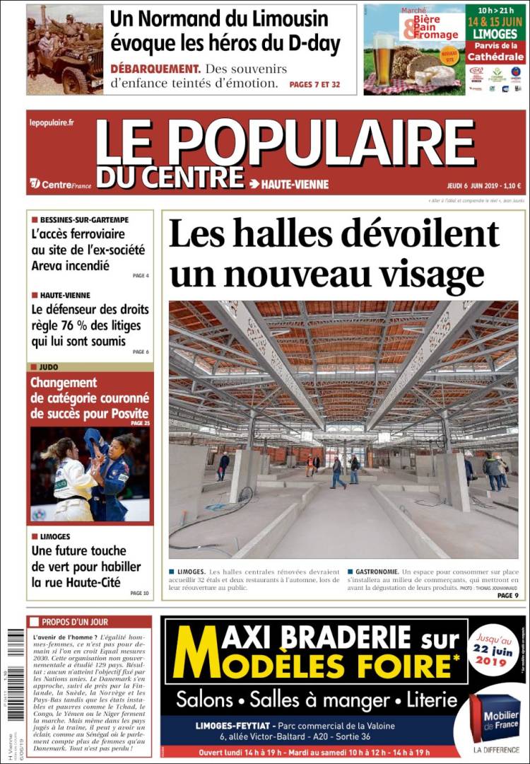 Portada de Le Populaire du Centre (Francia)