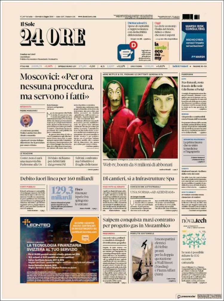 Portada de Il Sole 24 ORE (Italia)