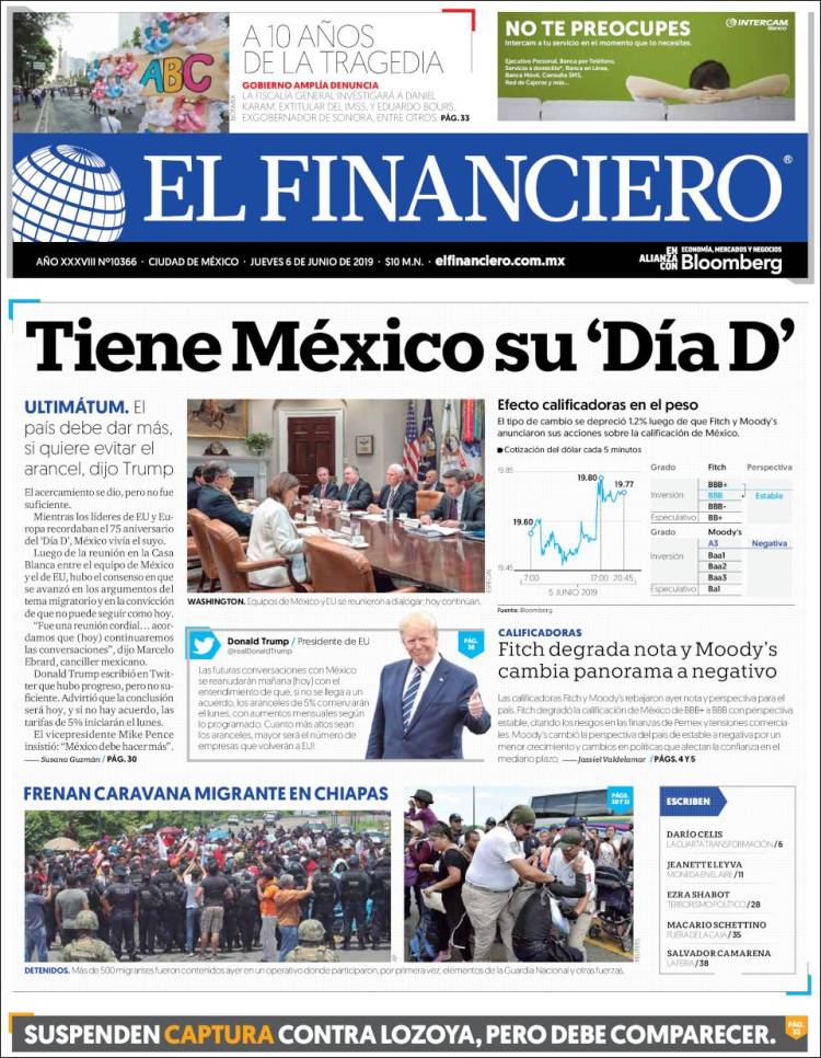 Portada de El Financiero (M&eacute;xico)