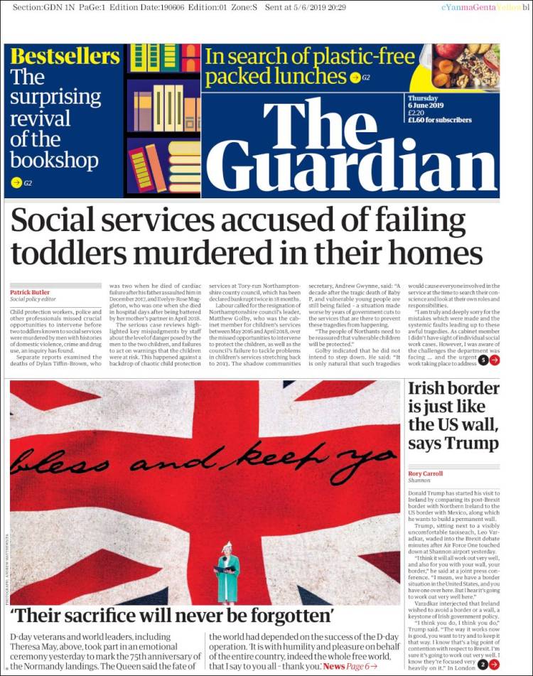 Portada de The Guardian (Reino Unido)