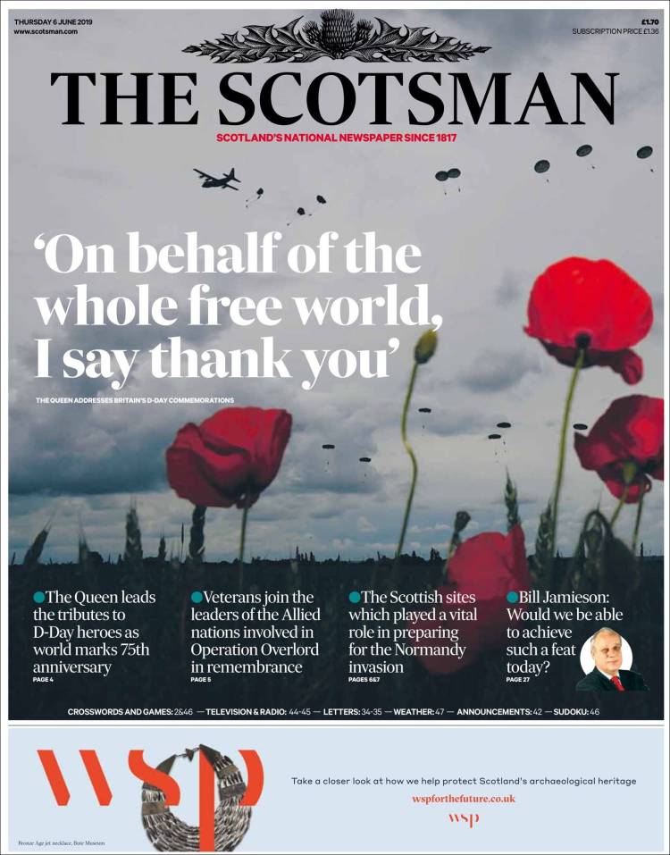 Portada de The Scotsman (Reino Unido)