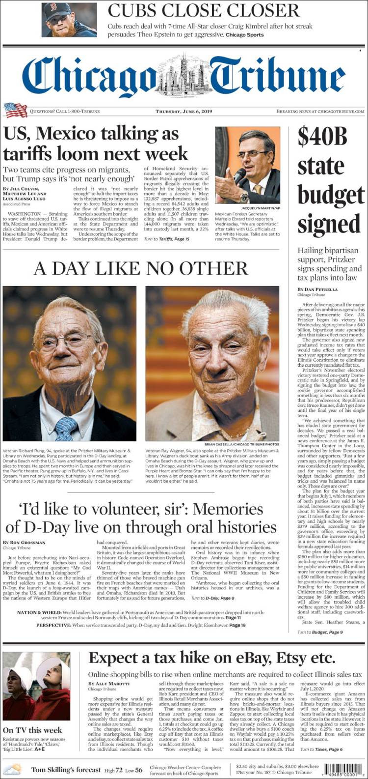 Portada de Chicago Tribune (USA)
