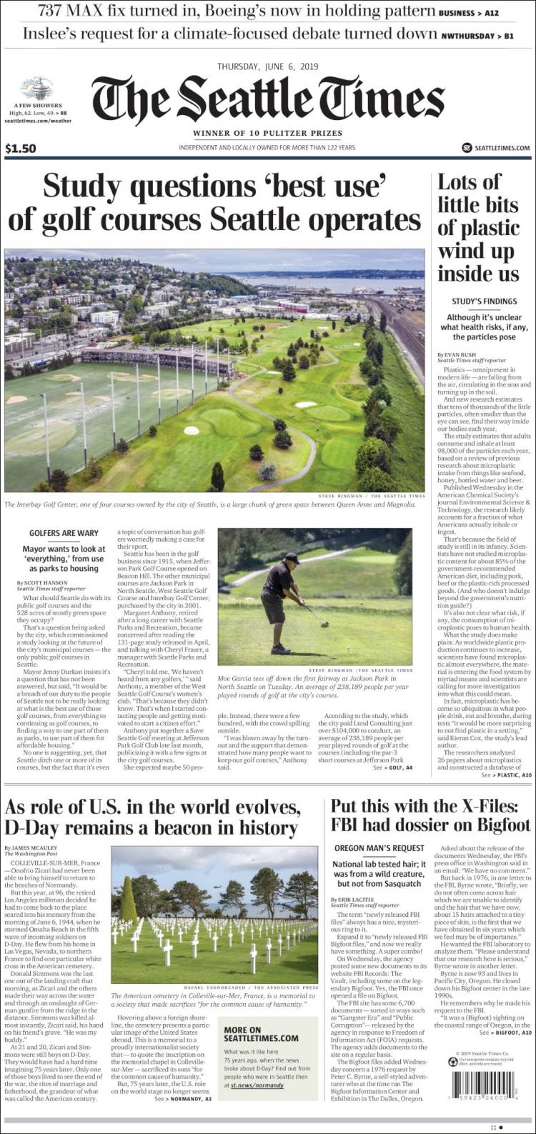 Portada de Seattle Times (USA)
