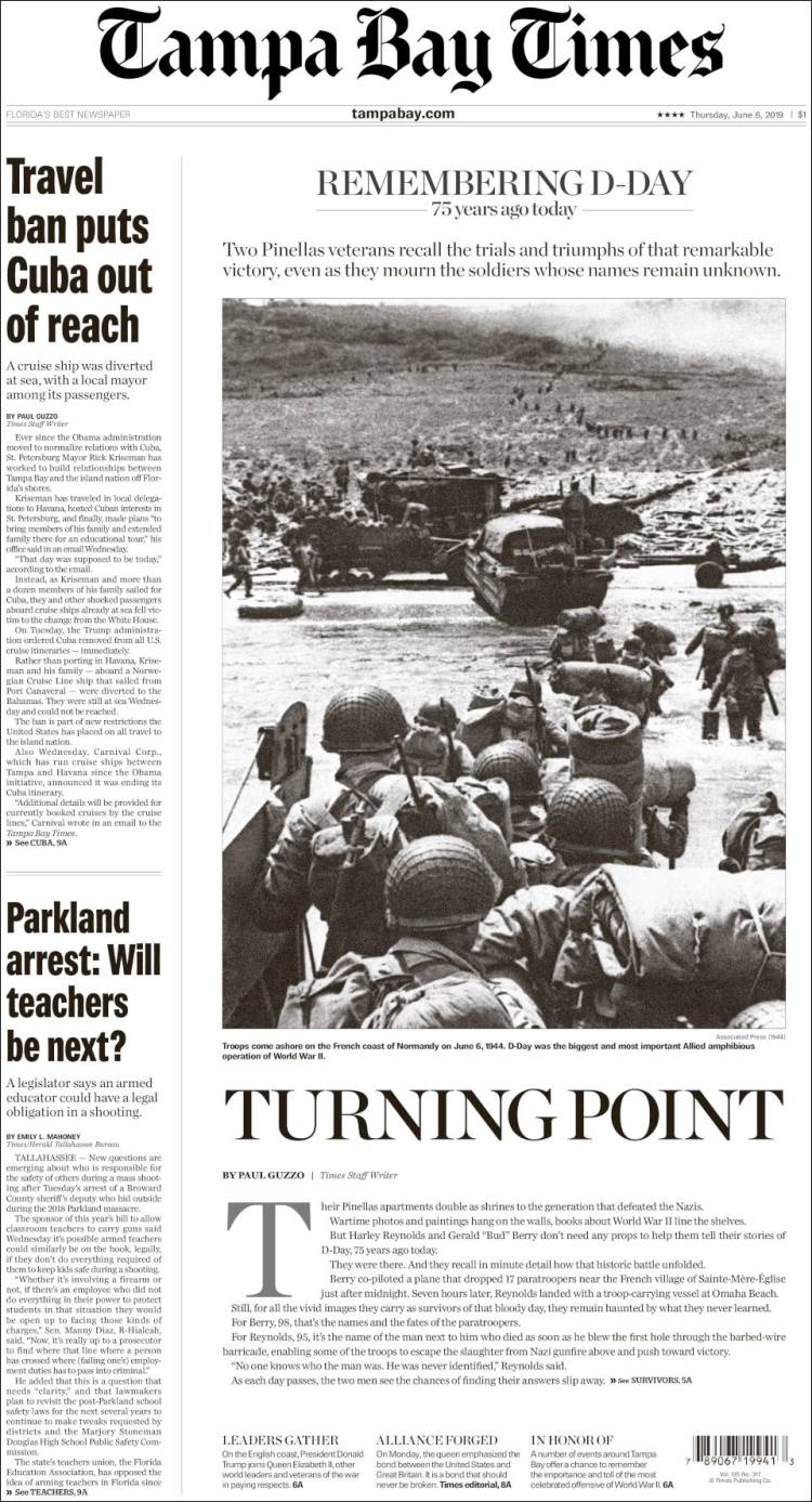 Portada de Tampa Bay Times (USA)