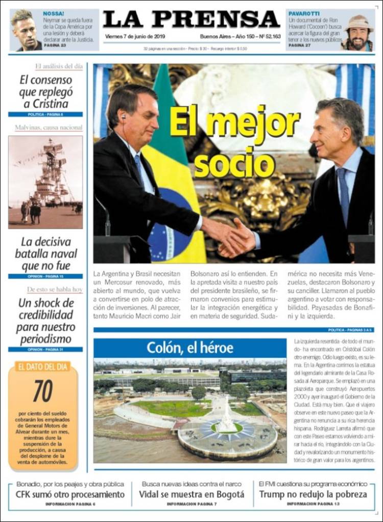 Portada de La Prensa (Argentine)