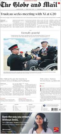 Portada de The Globe and Mail (Canada)