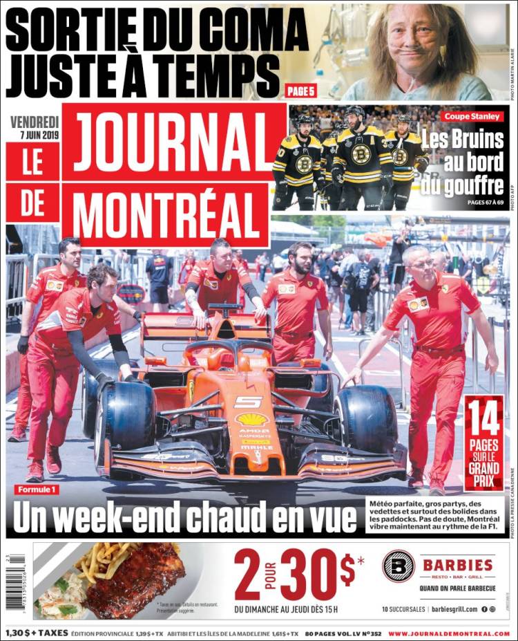 Portada de Le Journal de Montréal (Canada)