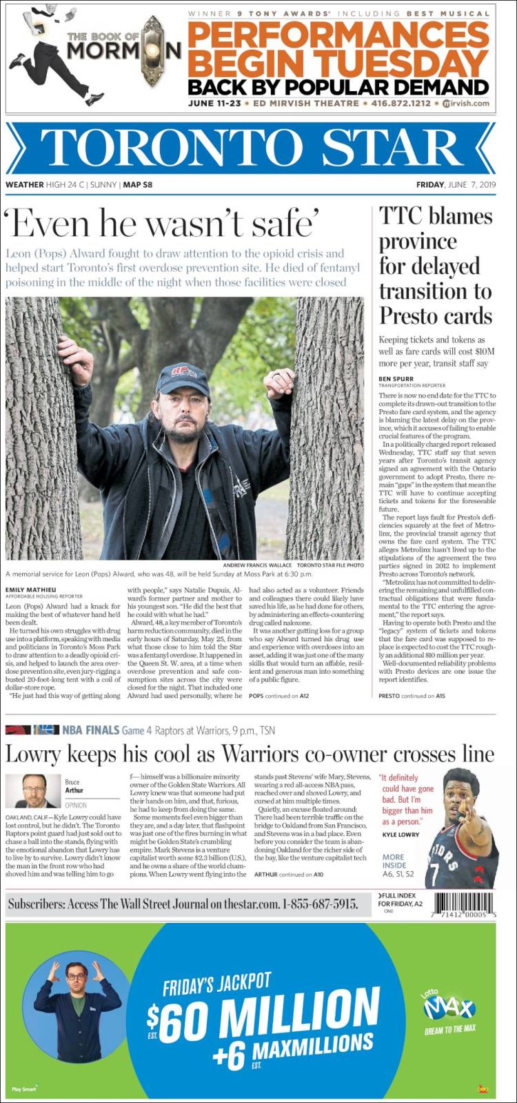 Portada de The Toronto Star (Canada)