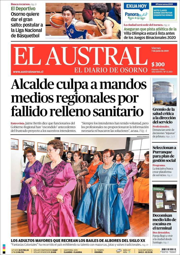 Portada de El Austral de Osorno (Chili)