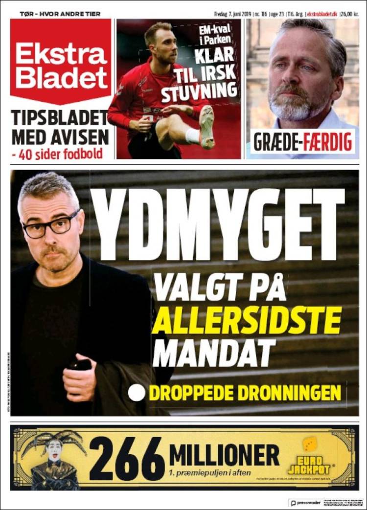 Portada de Ekstra Bladet (Danemark)