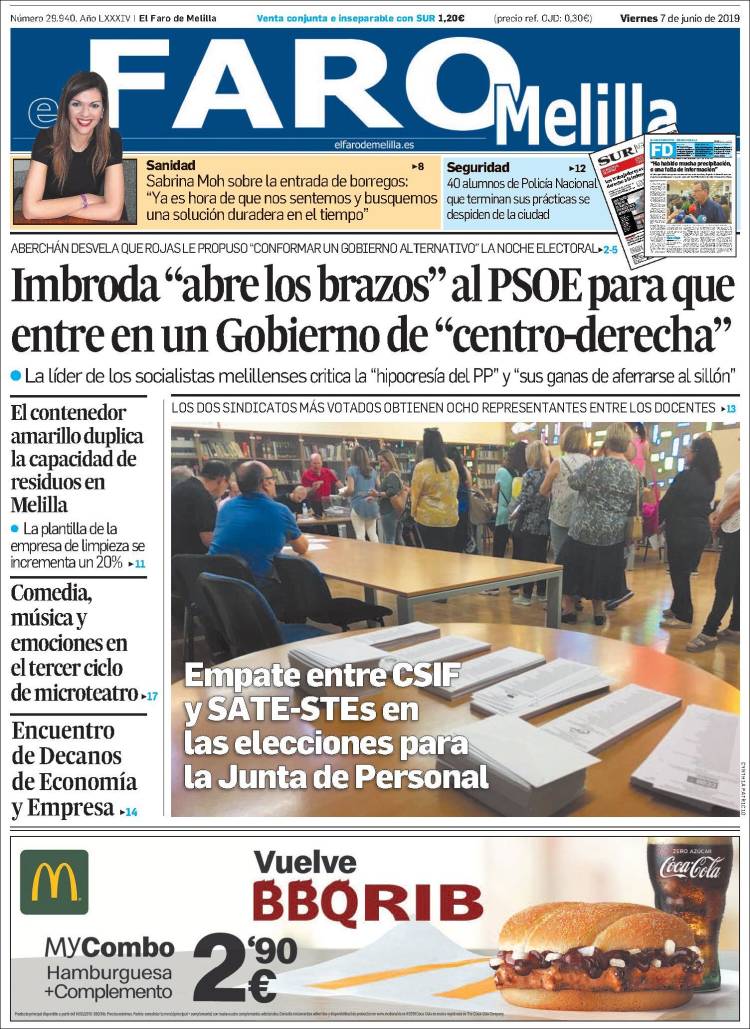 Portada de El Faro de Melilla (España)