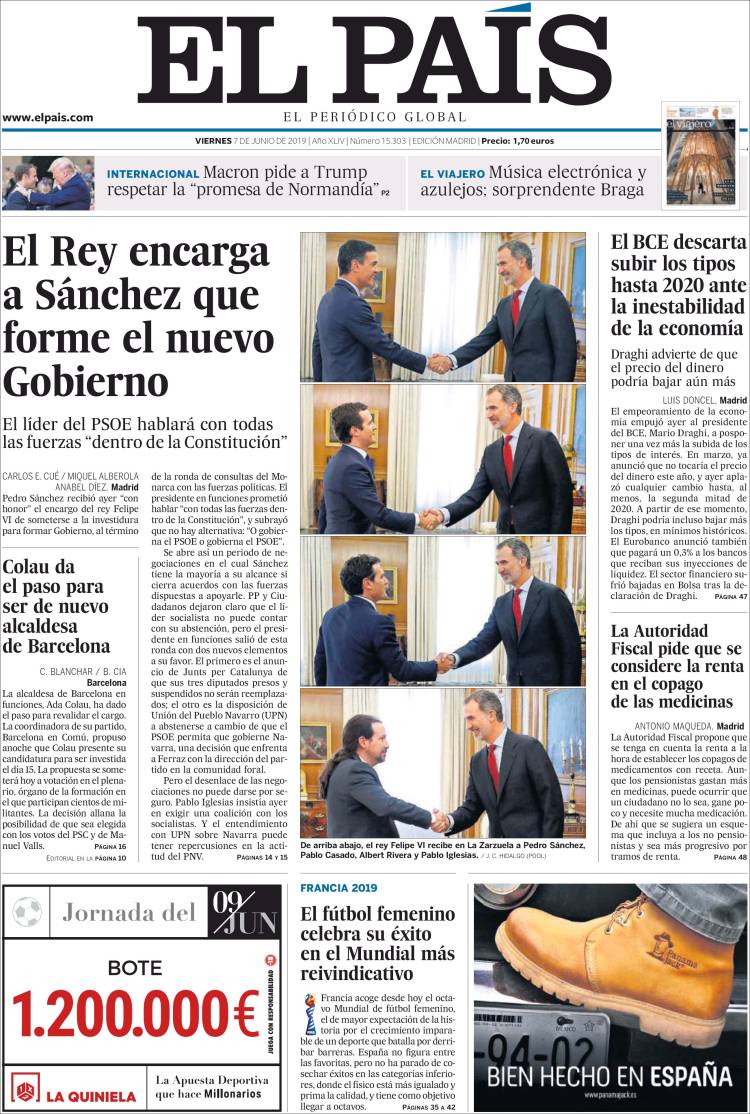 Portada de El País (España)