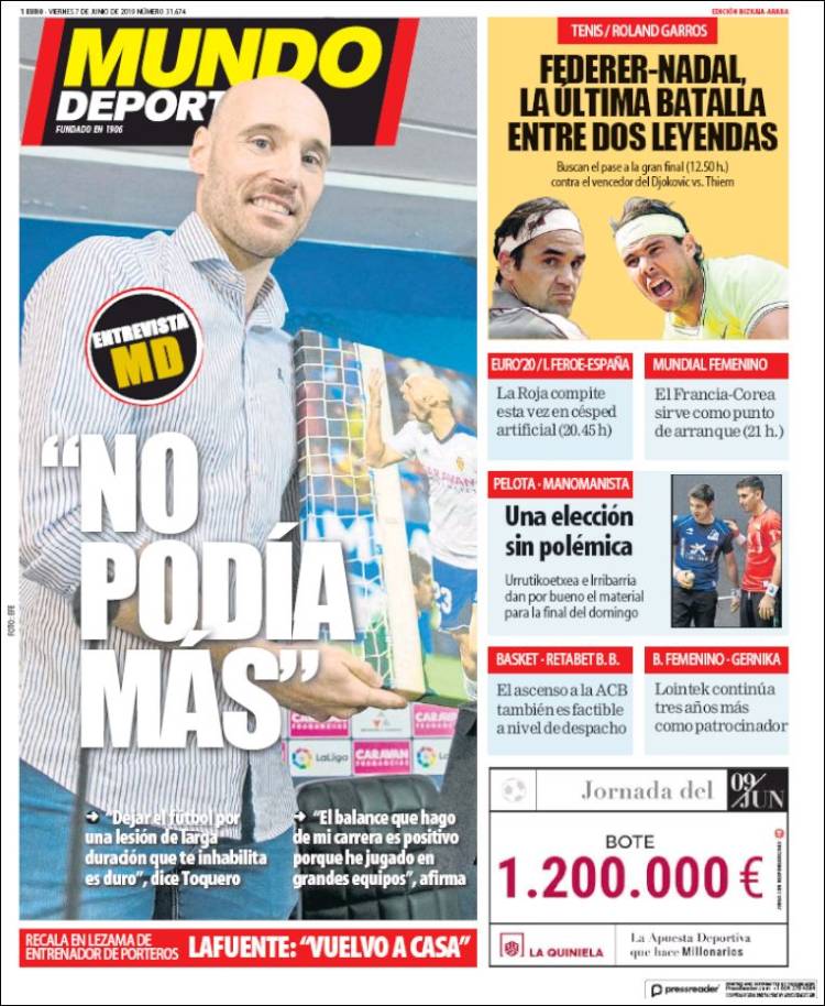 Portada de Mundo Deportivo Bizkaia (España)