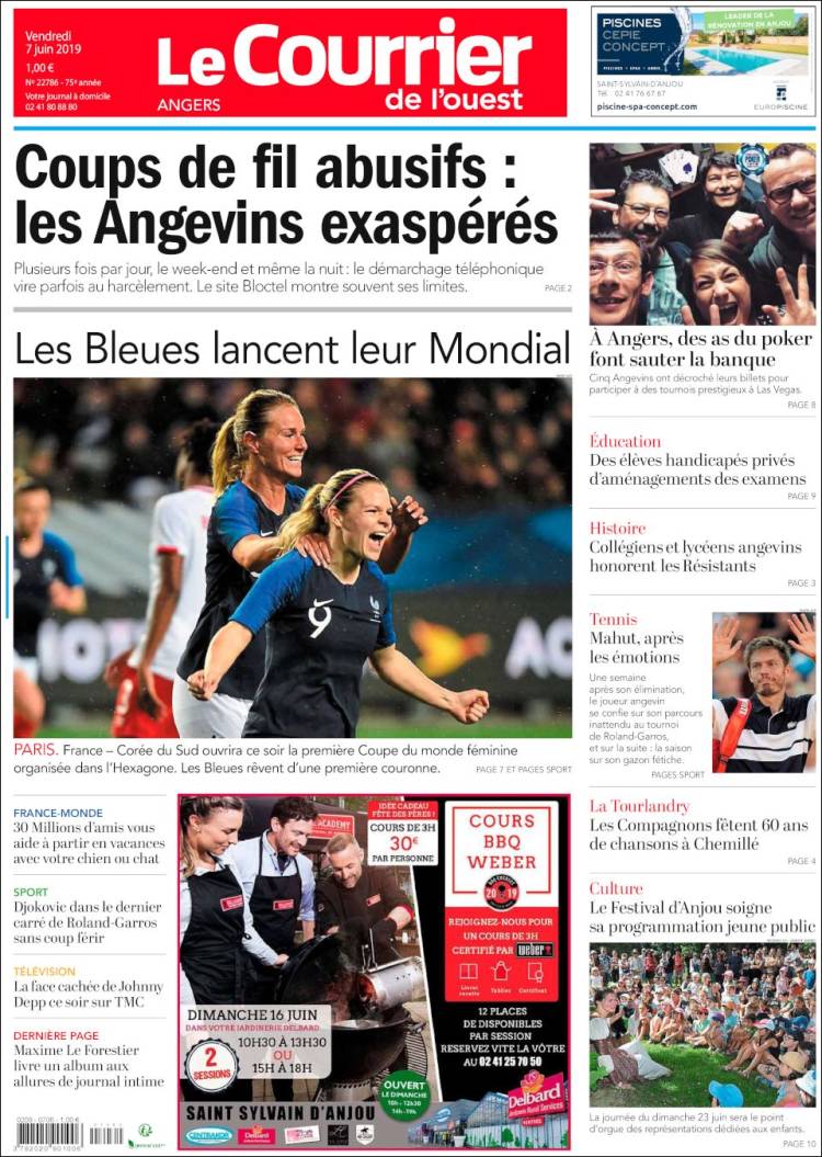 Portada de Le Courrier de l'Ouest (France)