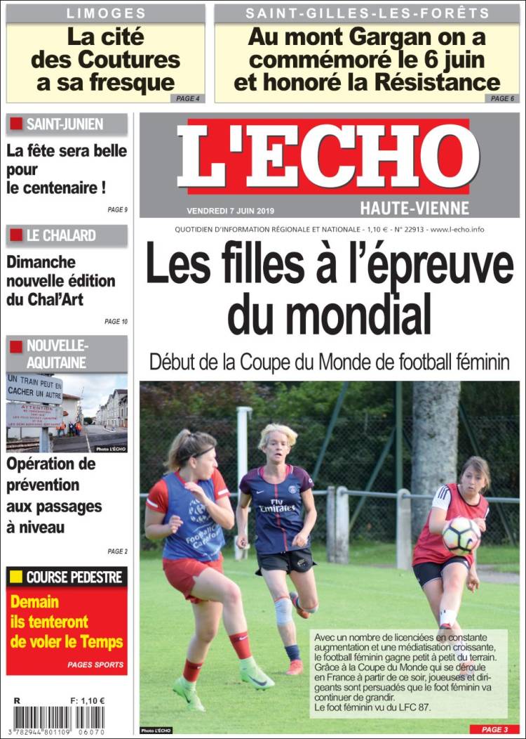 Portada de L'Echo de la Haute-Vienne (France)