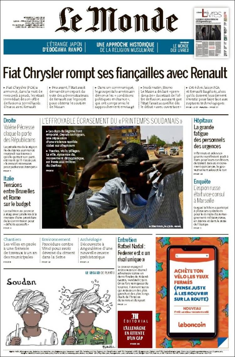 Portada de Le Monde (France)