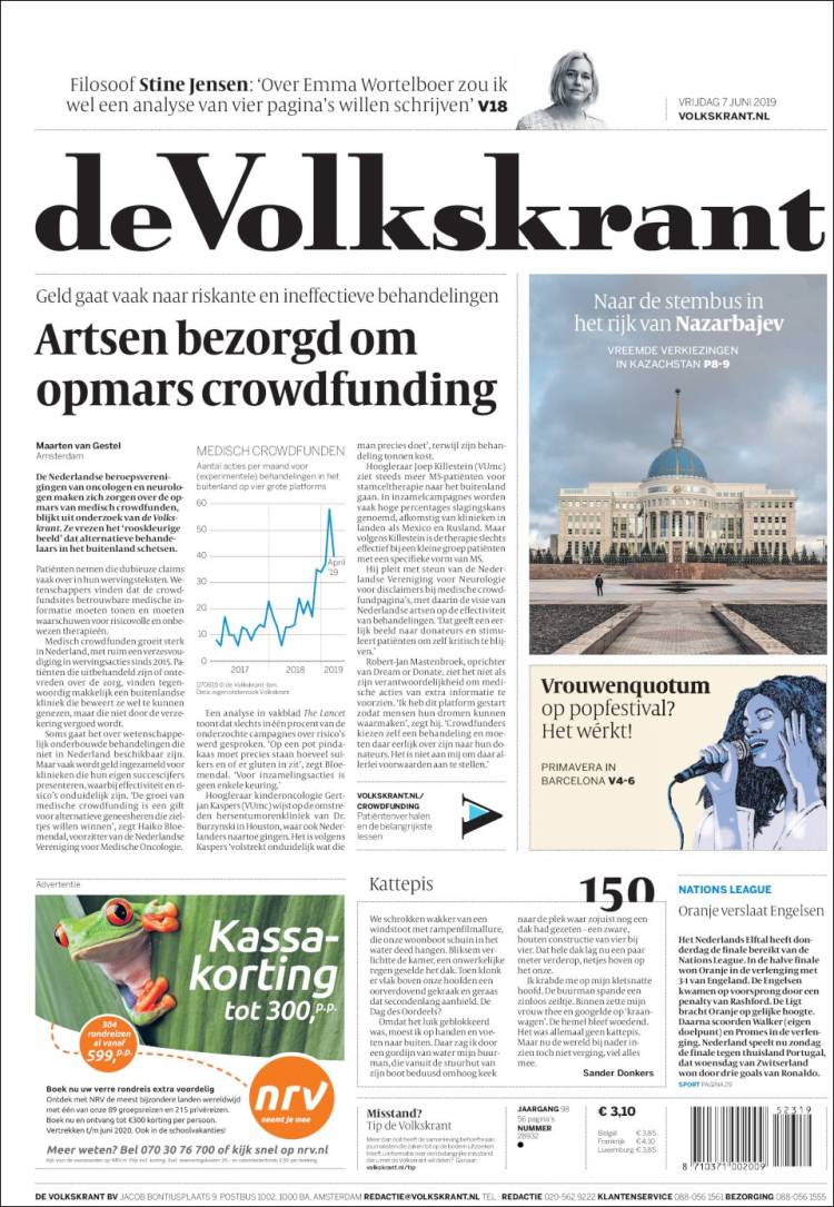 Portada de De Volkskrant (Pays-Bas)